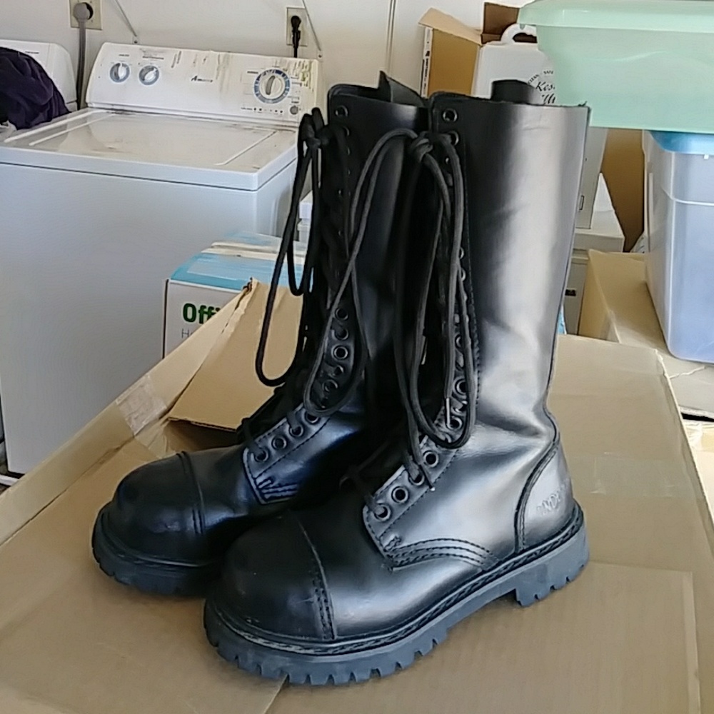 Undercover black steel toed combat boots